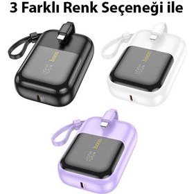 Resim Hoco Q20 Fountain 10000mah 22.5w+pd20w Dijital Göstergeli Kablolu Powerbank Siyah Siyah 