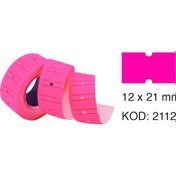 Resim Tanex Çizgili Fosforlu Pembe Fiyat Etiketi 12X21 MM 800'lü 6'lı 