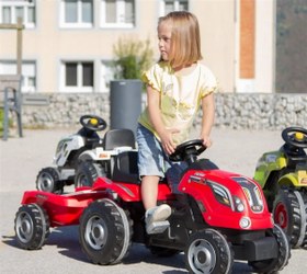Resim Smoby XL Römorklu Pedallı Traktör - Kırmızı 710108 