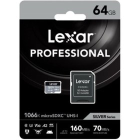 Resim Lexar 64gb 1066x Microsdxc Uhs-ı U3 V30 A2 C10 4k Uhd 160m Hafıza Kartı Sd Adaptör (SİLVER SERİES) 
