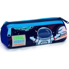 Resim Coral High Kids Saks Mavi Astronot Desenli Üç Bölmeli Kalem Çanta 