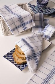 Resim EliTT, Mutfak Havlusu Kurulama Bezi 45x45 Cm 10 Adet, Beyaz-Mavi, 37890 