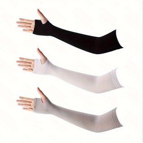 Resim 3 Çift Yazlık Serinletici Kol Kolluk - Yüksek Esneklik, Nefes Alabilen Parmaksız Spor Kolluğu, Tüm Açık Hava Aktiviteleri İçin Uygun, Çoğu Kişiye Uyumlu 