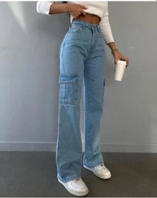 Resim Lavajeans Kadın Açık Mavi Liralı Kargo Cep Lavajeans Wide Legs Mavi P1 Açık Mavi 