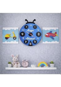 Resim Çocuk Odası Duvar Saati Ve Duvar Panosu Şık Ve Modern No 10051 Çok Renkli 