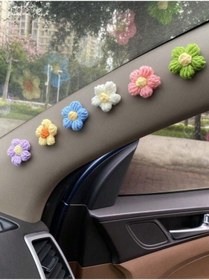 Resim merdümek 6 adet kendinden yapışkanlı çiçek örgü araç içi aksesuar - torpido aksesuarı - torpido süsü 