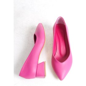 Resim Büyük Numara Bayan Kalın Topuklu Klasik Günlük Ayakkabı 