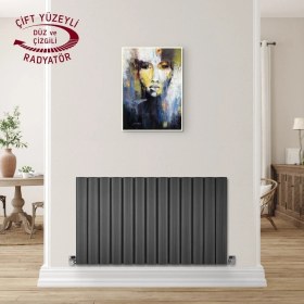 Resim Hammam 600 x 1035 MM Amber Yatay Antrasit Alüminyum Radyatör Standart Bağlantı 