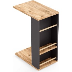 Resim Ayz Pint C Tipi Koltuk Yanı Sehpası Dergilikli Laptop Kahve Yan Sehpası Antrasit-Çam 