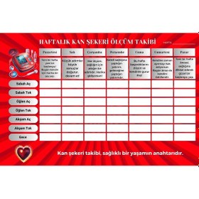 Resim Diyabet Ölçüm Takip Çizelgesi Defteri A Kalite Özel Tasarım 3 Aylık A5 Kırmızı 
