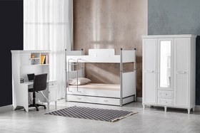 Resim Lotus Ahşap Ranzalı Çocuk Odası 