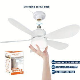 Resim Uzunluğu 20.5 inç olan soketli akıllı fan ışığı, uzaktan kumanda ile, E26/E27 soket kurulumu, hafıza fonksiyonlu tavan fan ışığı, 3000K-6500K ayarlanabilir, 3 hız ayarlanabilir, küçük yatak odaları, garajlar, oturma odaları gibi alanlar için uygun, yenilenmiş beyaz bıçaklar, tüm mevsimler için 2'si 1 arada fan ışığı 