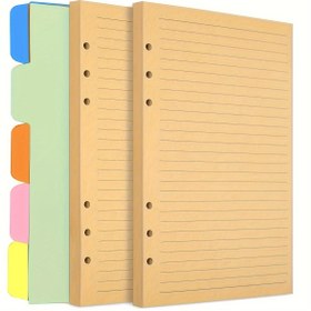 Resim 240 Sayfalık A5/A6 Doldurulabilir Kağıt, Bağlayıcı Bölücülerle - Açık Kahverengi & Beyaz Çizgili Defter İçleri Planlayıcılar, Günlükler ve Bütçeleme için - Kolay Özelleştirme için 6 Halkalı Gevşek Yaprak Tasarımı, Bütçe Planlayıcı İçleri | Temiz Tasarım | Kolay Sayfa Çıkarma, Bütçe Bağlayıcı İçleri 