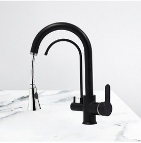 Resim 3 Yollu Yavrulu Spiral Su Arıtma Musluğu Siyah 