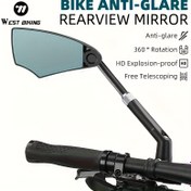 Resim 1 Çift WEST BIKING HD Anti-Parlama Bisiklet Arka Görüş Aynası - Ayarlanabilir, 360° Dönebilen, Yüksek İndeksli Plastik, Patlamaya Dayanıklı ve Ücretsiz Teleskopik Uzatma ile Artırılmış Güvenlik, Bisiklet Aynası 
