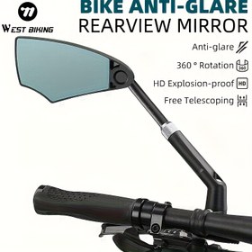 Resim 1 Çift WEST BIKING HD Anti-Parlama Bisiklet Arka Görüş Aynası - Ayarlanabilir, 360° Dönebilen, Yüksek İndeksli Plastik, Patlamaya Dayanıklı ve Ücretsiz Teleskopik Uzatma ile Artırılmış Güvenlik, Bisiklet Aynası 