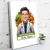 Resim Karikatürlü En İyi Erkek Diyetisyen Kanvas Tablo 