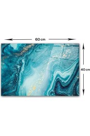 Resim Decorita Cam Ocak Arkası Koruyucu | Gold Detaylı Turkuaz Desen | 40CM x 60CM 