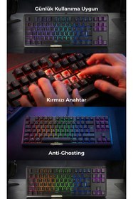 Resim Rampage Claw Red Switch Rgb Q Mekanik Klavye Gaming Klavye Oyuncu Klavyesi TKL Klavye Antighosting Kompakt 