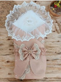 Resim Yenidoğan Pamuk Papatya Desenli Trilüks Unisex Kundak Bebek Battaniyesi Kahverengi Çok Renkli 