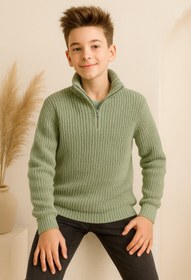 Resim Cloudy Kids Erkek Çocuk Fermuarlı Boğazlı Yaka Triko Kazak 