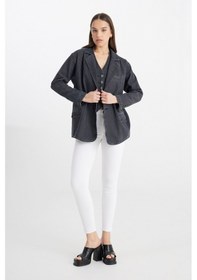 Resim Oversize Bol Kesim Pamuk Antrasit Jean Kot Ceket L241652003 Antrasit 