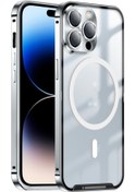 Resim Iphone Uyumlu 14 Pro Max Magsafe Buzlu Metal Telefon Kılıfı 