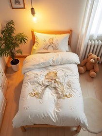 Resim Evmila Prenses Kız ve Unicorn Desenli Nevresim Takımı - 160x220cm Nevresim +50x70cm Yastık Kılıfı+100x200cm Çarşaf 