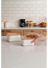 Resim Atbyhome Valverdi - 3'lü 7 Parça Kahvaltılık Kahvaltı Seti Sunum Seti Beyaz 