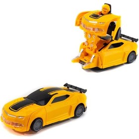 Resim Robota Dönüşen Araba Transformers Sarı Işıklı Sesli 15 Cm 