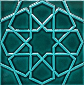 Resim Armada Çini 20x20 Cm Rölyefli Yeşil Selçuklu Yıldızı Deseni Çini Karo 