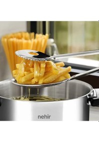 Resim Nehirr Nehir Sade Süzgeçli Kızartma Maşası - Gri - 30 Cm Renkli 