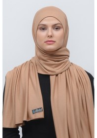 Resim Altobeh Tesettür Kadın Düz Renk Penye Şal Hijab - Koyu Bej 