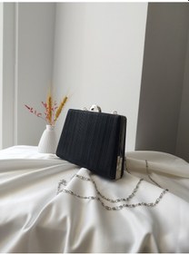 Resim Vivazzaluxe Simli Abiye Düğün Nişan Kadın Clutch Çanta Siyah 