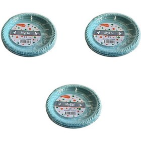 Resim Roll-up Kullan At Renkli Turkuaz Parti Davet Plastik Tabak - 22 Cm. - 25 Adetlik 3 Paket 