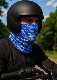 Resim Sticker Works Motorcu MAVİ ÇİÇEK Buff Maske Outdoor Boyunluk Unisex Bandana 