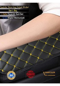 Resim Kia Cerato Deri Oto Kolçak Kılıfı Örtüsü Capitone Süngerli Sarı Nakışlı-259 