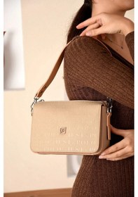 Resim Just Polo Kadın Kabartma Baskılı El Ve Omuz Çantası Shoulder Bag Bej 