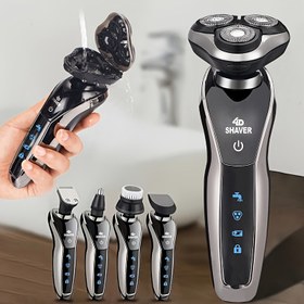 Resim Erkekler için MIGUAN 4D Elektrikli Tıraş Makinesi - Su Geçirmez, USB Şarj Edilebilir, Burun & Sakal Tıraş Makaraları, Yüz Temizleme Fırçası - 60 Dakikada Pürüzsüz, Temiz Tıraş Sağlayın, Paslanmaz Çelik Bıçaklar, Mini Taşınabilir Tıraş Makinesi 