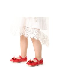 Resim Kiko Kids Taşlı Cırtlı Kız Çocuk Fiyonklu Babet Ayakkabı Ege 204 Rugan Kırmızı 