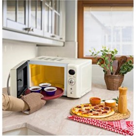 Resim ZLN1245 | Retro Mikrodalga Fırın | 700W | 20L | 6 Kademeli | Buz Çözme | Otomatik Pişirme 