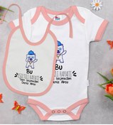 Resim Bitmeyen Kartuş Bk Kids Bu Işıltılı Hayatı Ben Seçmedim Tasarımlı Pembe Bebek Body Zıbın Ve Mama Önlüğü Hediye Seti- 