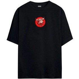 Resim Boğa Oversize Unisex T-shirt Siyah 