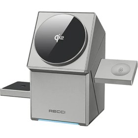 Resim Recci Qi2 Şarj Teknolojili 3in1 Kablosuz Şarj Standı Recci Rcw-47 Telefon&akıllı Saat&kulaklık 15W Gri 