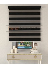 Resim Antrasit Etek Dilimsiz Zebra Stor Güneşlik Perde Antrasit 