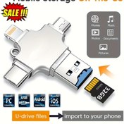 Resim 4'ü 1 arada USB 3.0 OTG Adaptörü SD/TF Kart Okuyucu ile, Type-C ve Lightning Bağlantıları - for iPhone, for iPad ve Android Telefonlar için Dosya Transferi Desteği ile Çok Yönlü Mobil Depolama Cihazı. 
