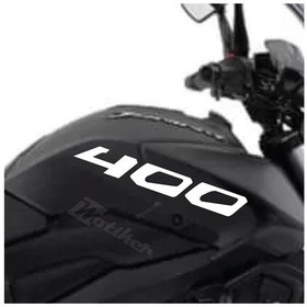 Resim Motiker Bajaj Dominar Beyaz 400 Yazı Sticker Etiket Modeli 