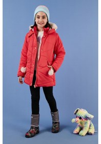 Resim Lela Içi Peluş Astarlı Kapüşonlu Şişme Kız Çocuk Mont 6035034 Kırmızı 
