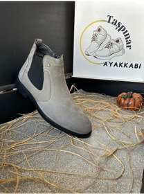 Resim Üçlü %100 Hakiki Deri Erkek Günlük Kışlık Rahat Klasik Fermuarlı Bot 39-44 Füme 