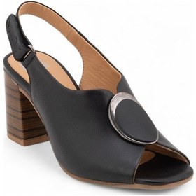 Resim Venüs 2108518 Hakiki Deri Topuklu Kadın Sandalet Siyah 